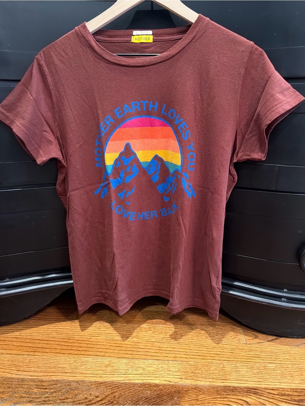 2 MOTHER Tee shirts Maroon size medium, white size small, Trendy and like new
